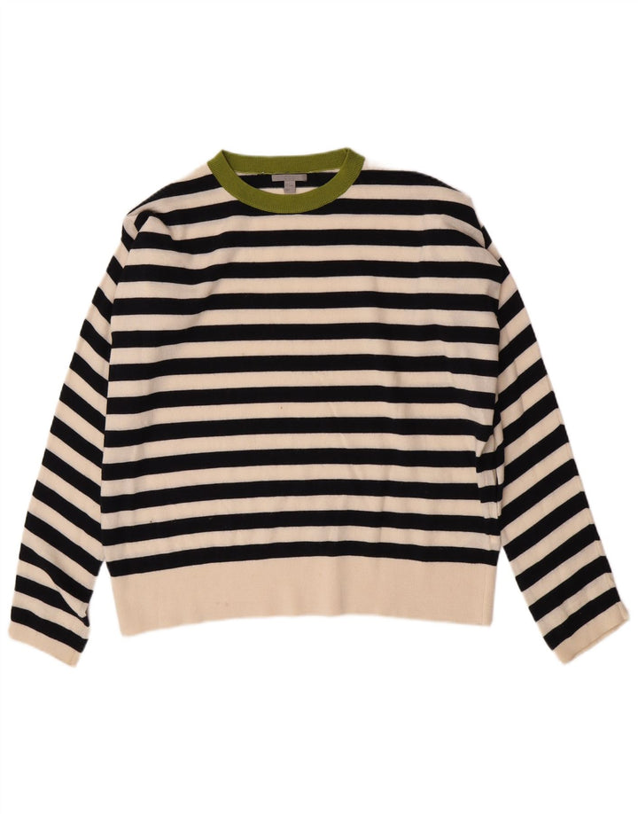 Maglione maglione girocollo oversize da donna Cos UK 10 piccolo a righe nere