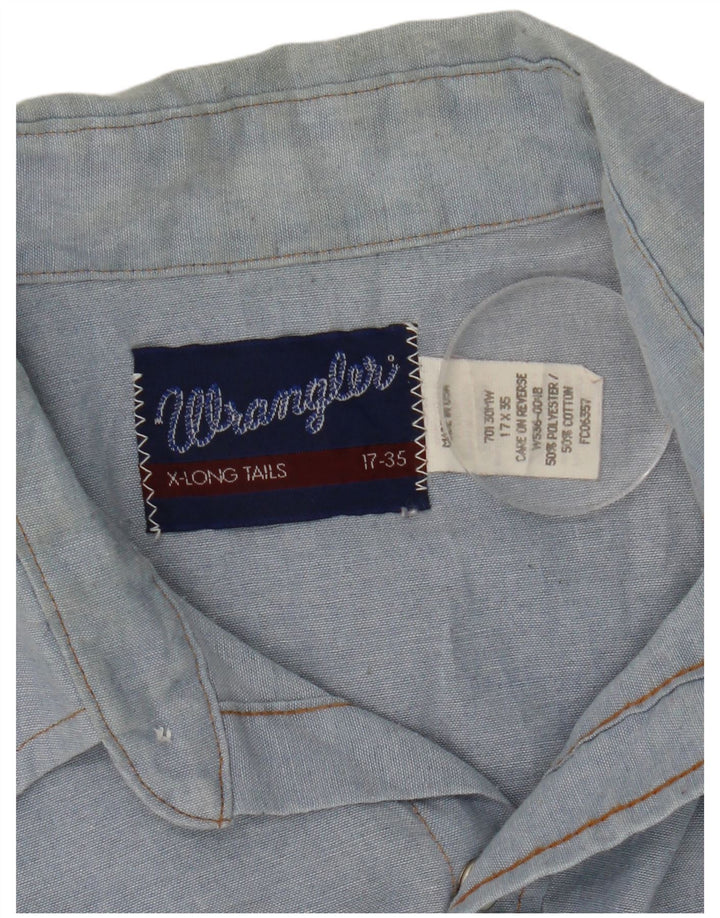 Camicia western da uomo Wrangler taglia 17 XL poliestere blu