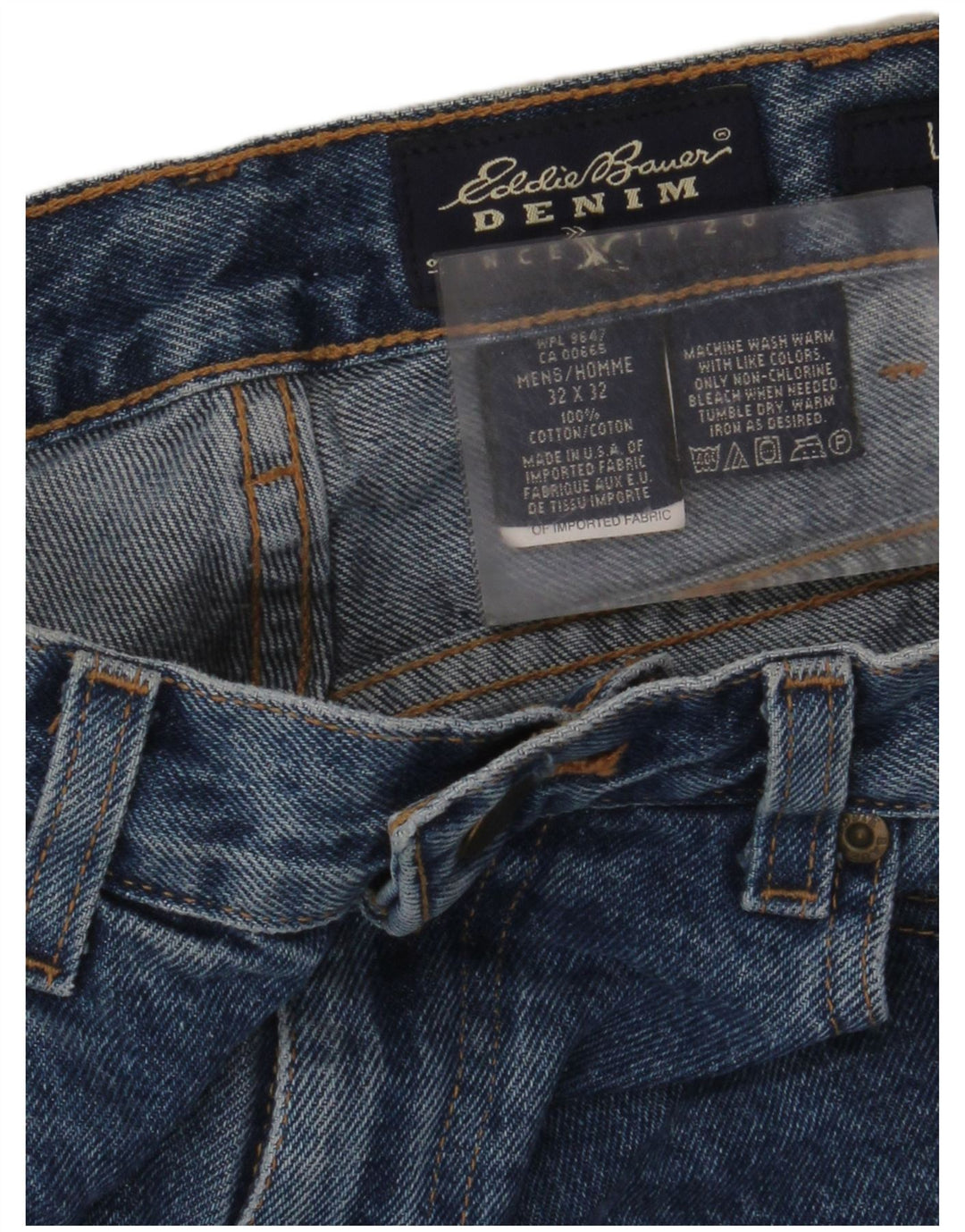 Jeans affusolati a vita alta da uomo Eddie Bauer W32 L32 cotone blu