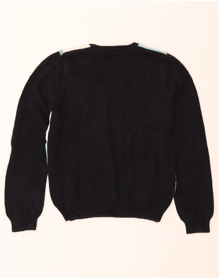 Maglione da golf da donna con scollo a V IZOD UK 12 medio nero a rombi/diamante