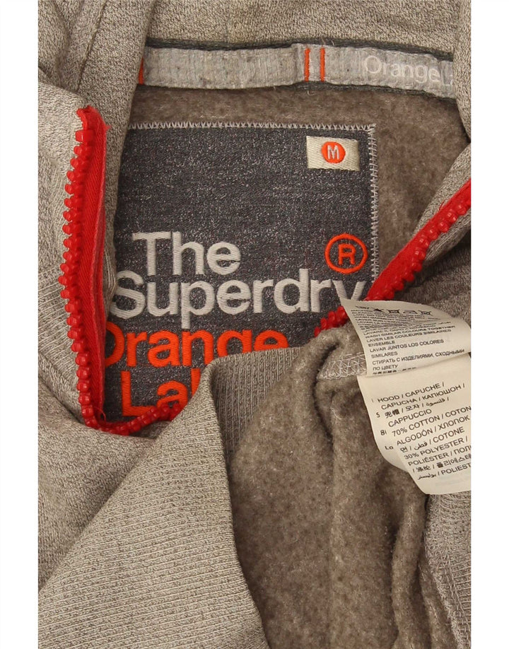 Maglione con cappuccio e zip da uomo Superdry in cotone grigio medio