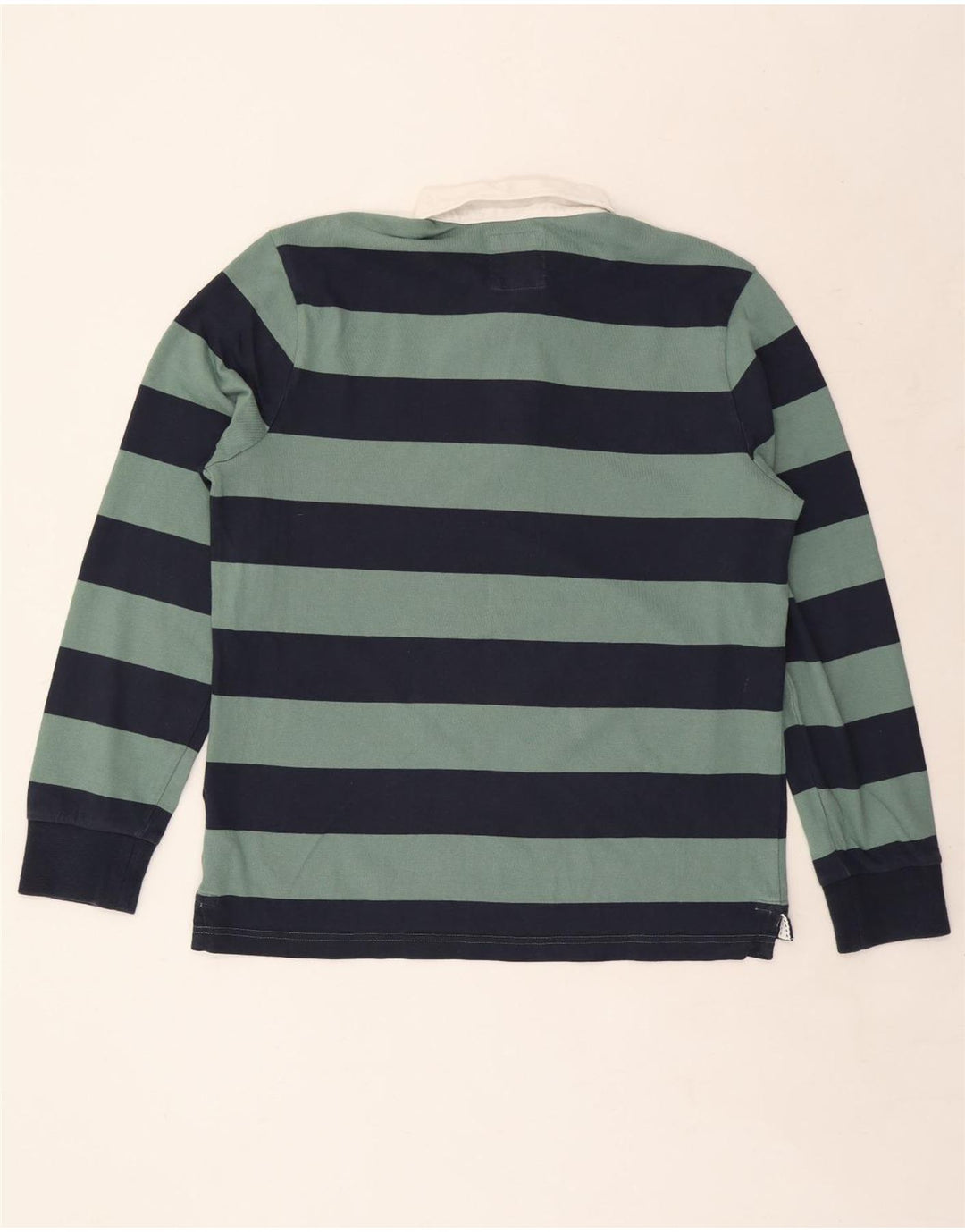 CREW CLOTHING Polo da rugby da uomo a maniche lunghe a righe grandi blu navy