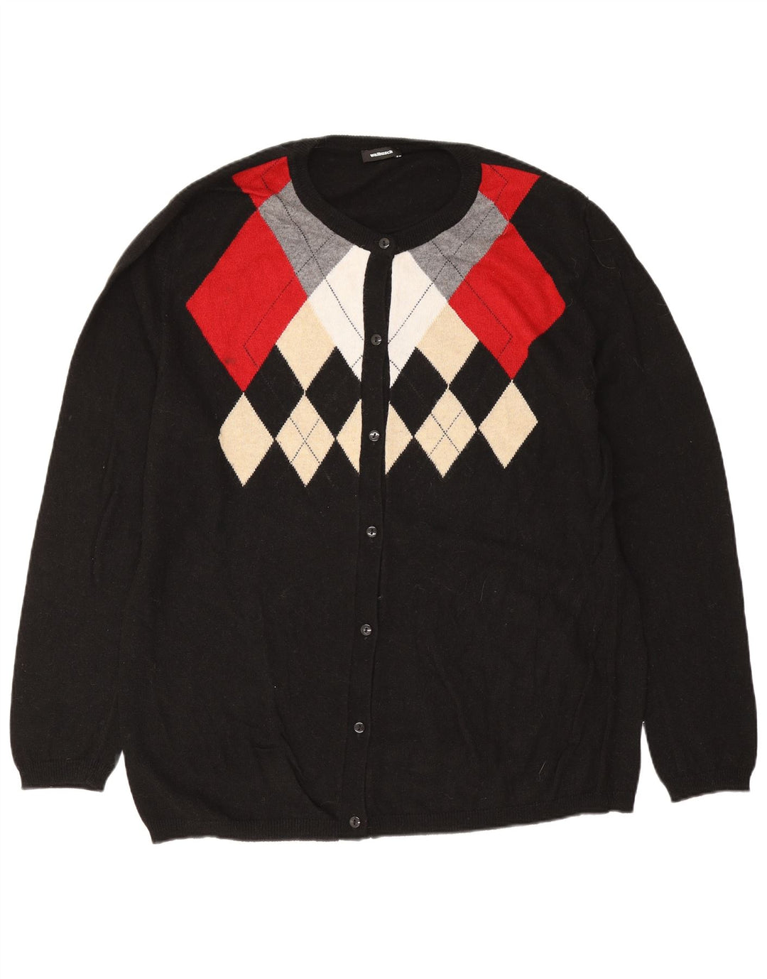 Maglione cardigan da donna Walbusch EU 44 XL viscosa nera a rombi/diamante