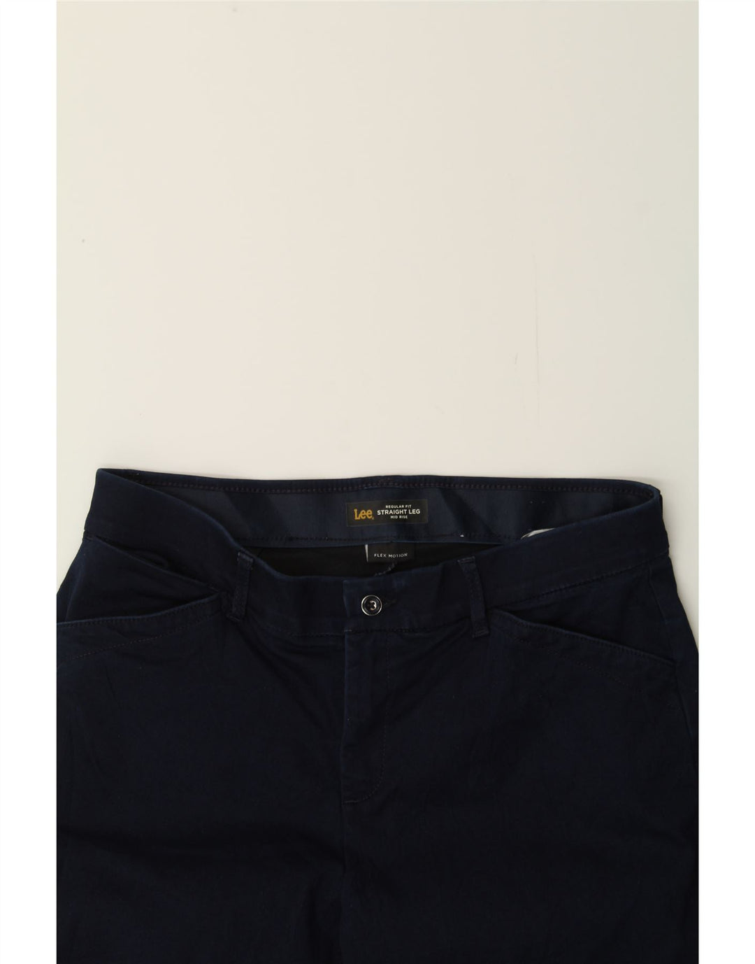 LEE Womens Flex Regular Fit Casual Trousers US 12 Large W34 L30 Navy Blue Vintage Lee and Second-Hand Lee from Messina Hembry 