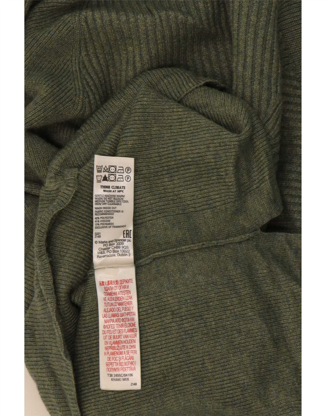 Maglione maglione a collo alto da donna Marks & Spencer UK 14 Verde medio