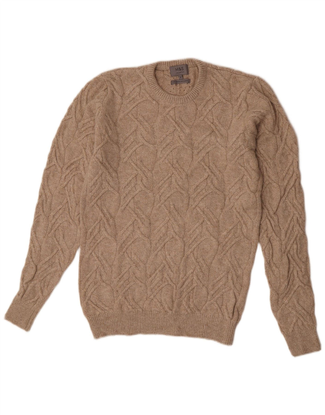 Maglione maglione girocollo da uomo Marks & Spencer piccolo beige in poliammide