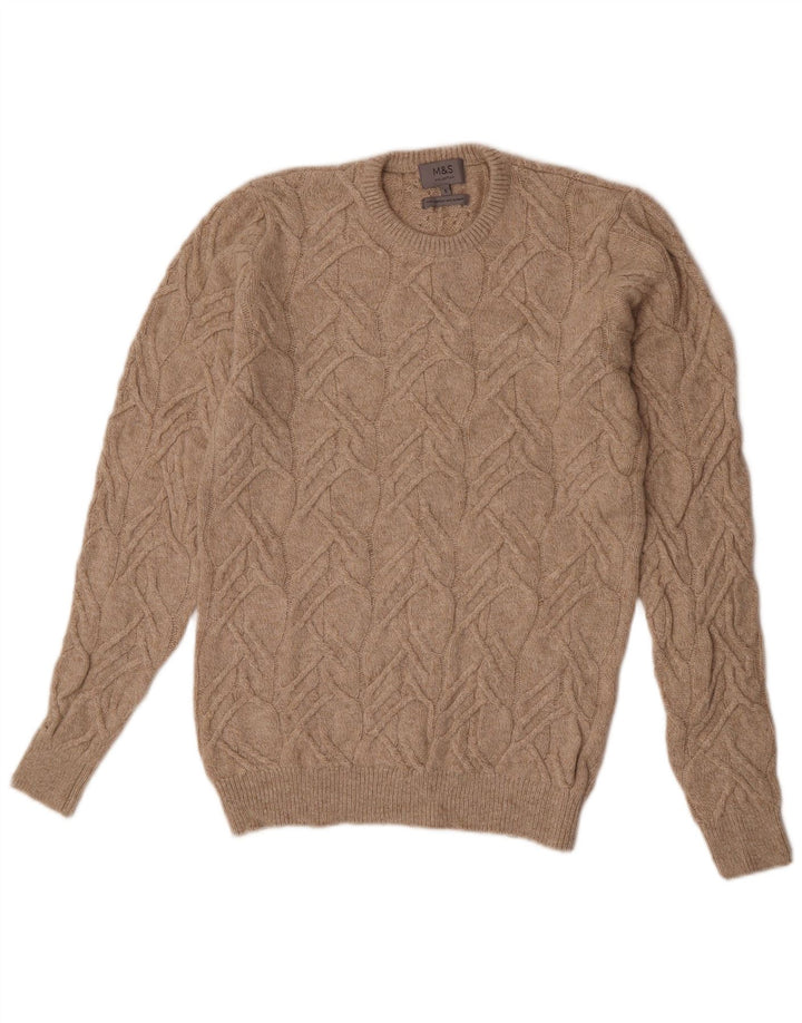 Maglione maglione girocollo da uomo Marks & Spencer piccolo beige in poliammide