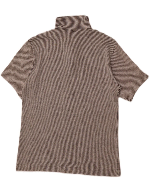 CHAMPION T-shirt da uomo con zip e collo, grande, in cotone gessato grigio