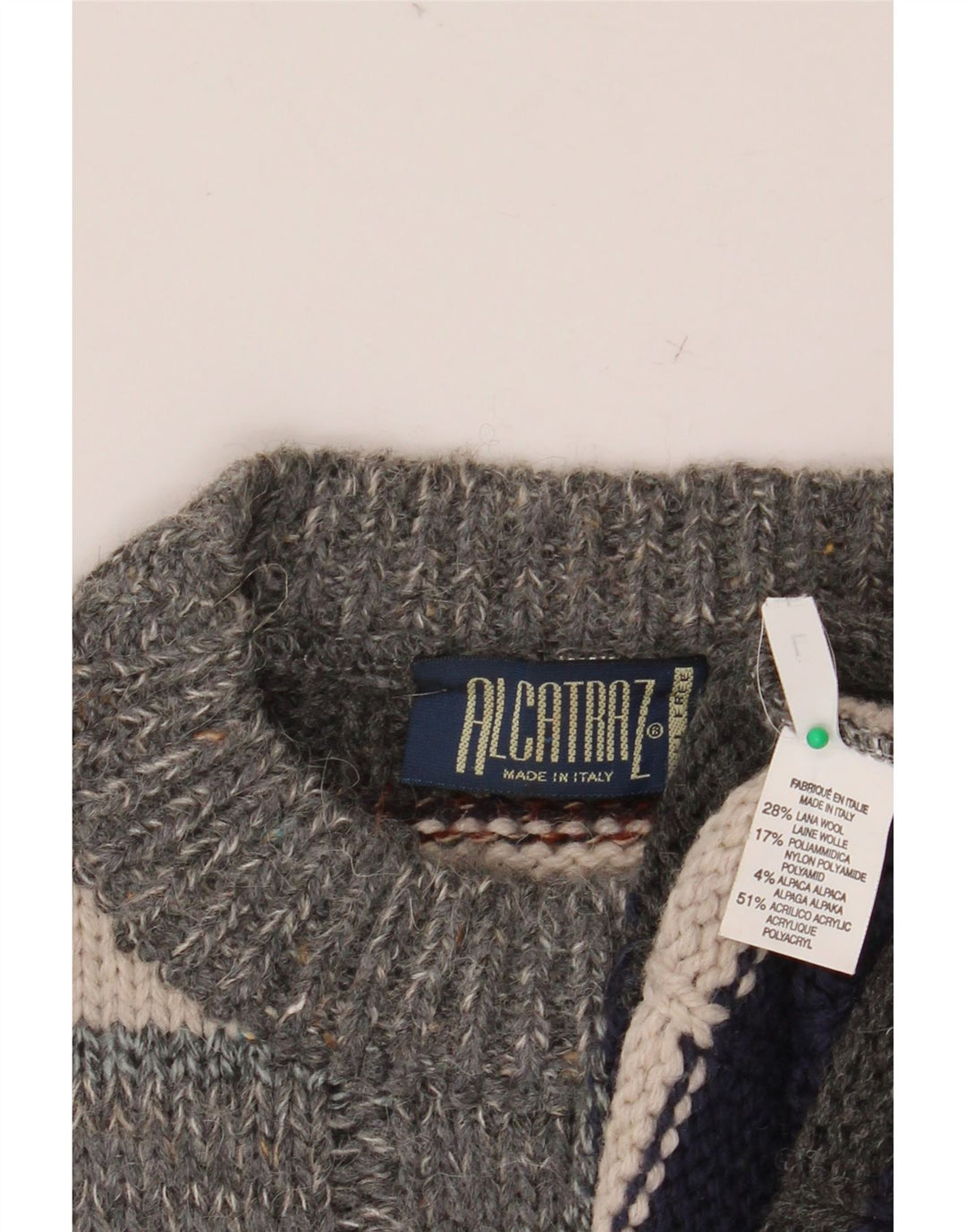 ALCATRAZ Maglione girocollo da uomo in lana a righe grandi multicolori