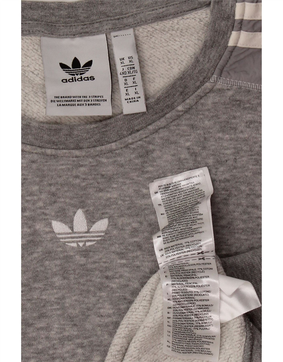 Felpa da uomo ADIDAS maglione XL in cotone chiazzato grigio