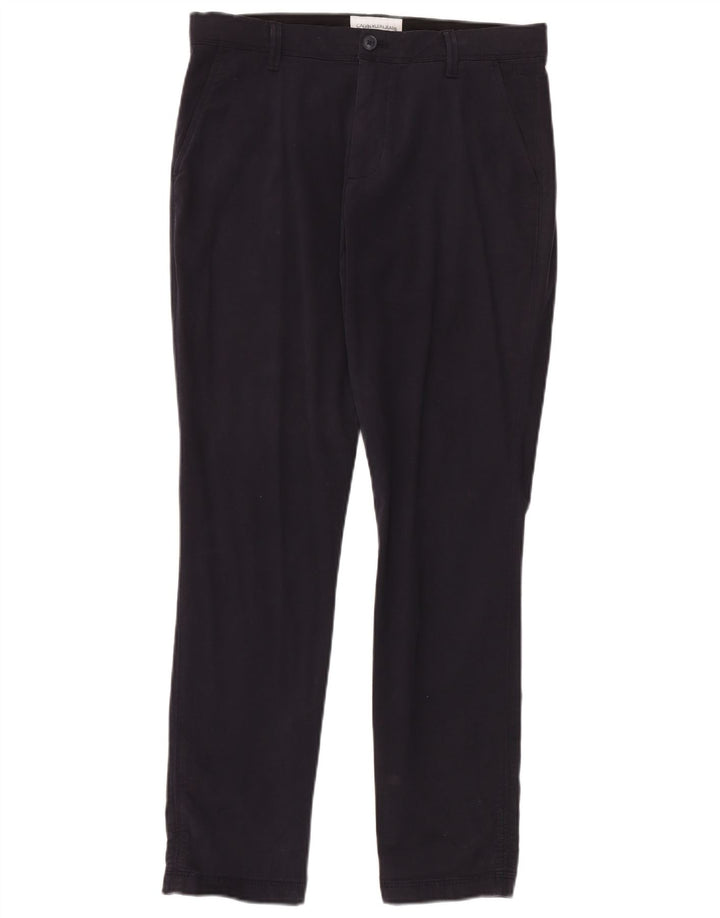 CALVIN KLEIN Pantaloni chino slim da uomo W31 L32 Blu Navy Cotone