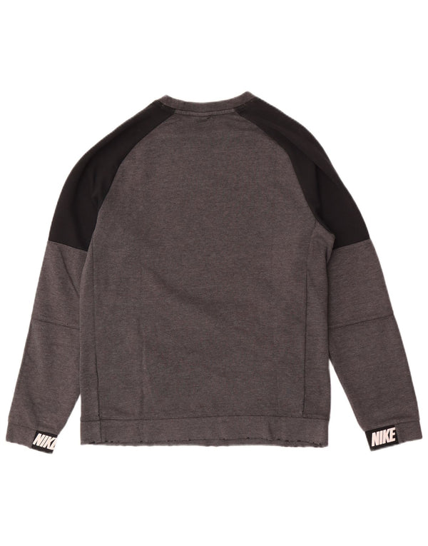 Felpa con grafica Nike da uomo, maglione piccolo grigio color block