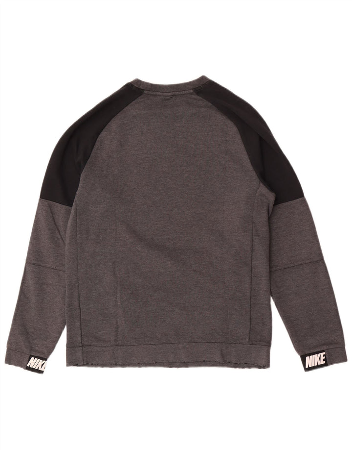 Felpa con grafica Nike da uomo, maglione piccolo grigio color block