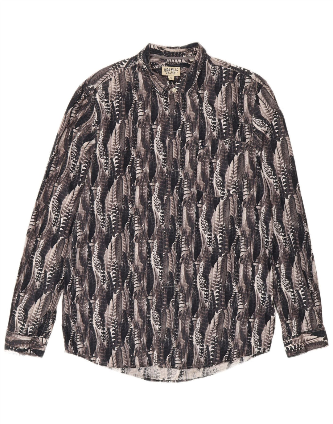 Camicia da uomo con motivo astratto Jack Wills in cotone grigio medio