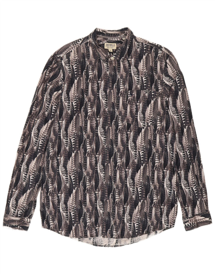 Camicia da uomo con motivo astratto Jack Wills in cotone grigio medio