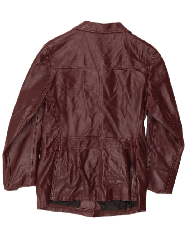 PER FAVORE Giacca in pelle da donna UK 12 Borgogna media
