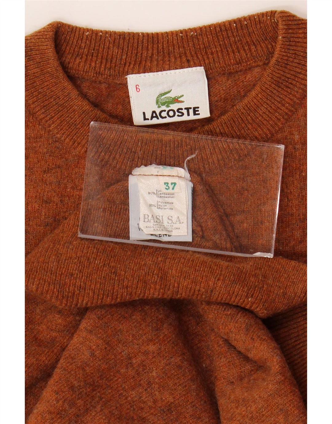 Maglione maglione girocollo da uomo LACOSTE taglia 6 XL lana marrone
