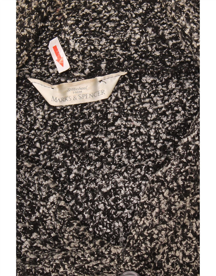 MARKS & SPENCER Maglione cardigan da donna UK 12 Acrilico chiazzato nero medio