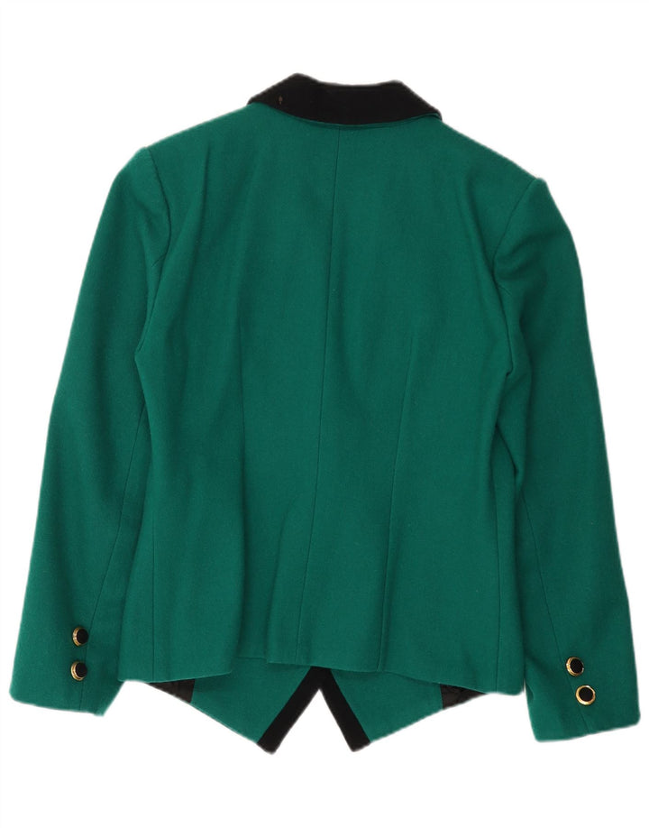 Giacca blazer doppiopetto vintage da donna UK 14 verde medio