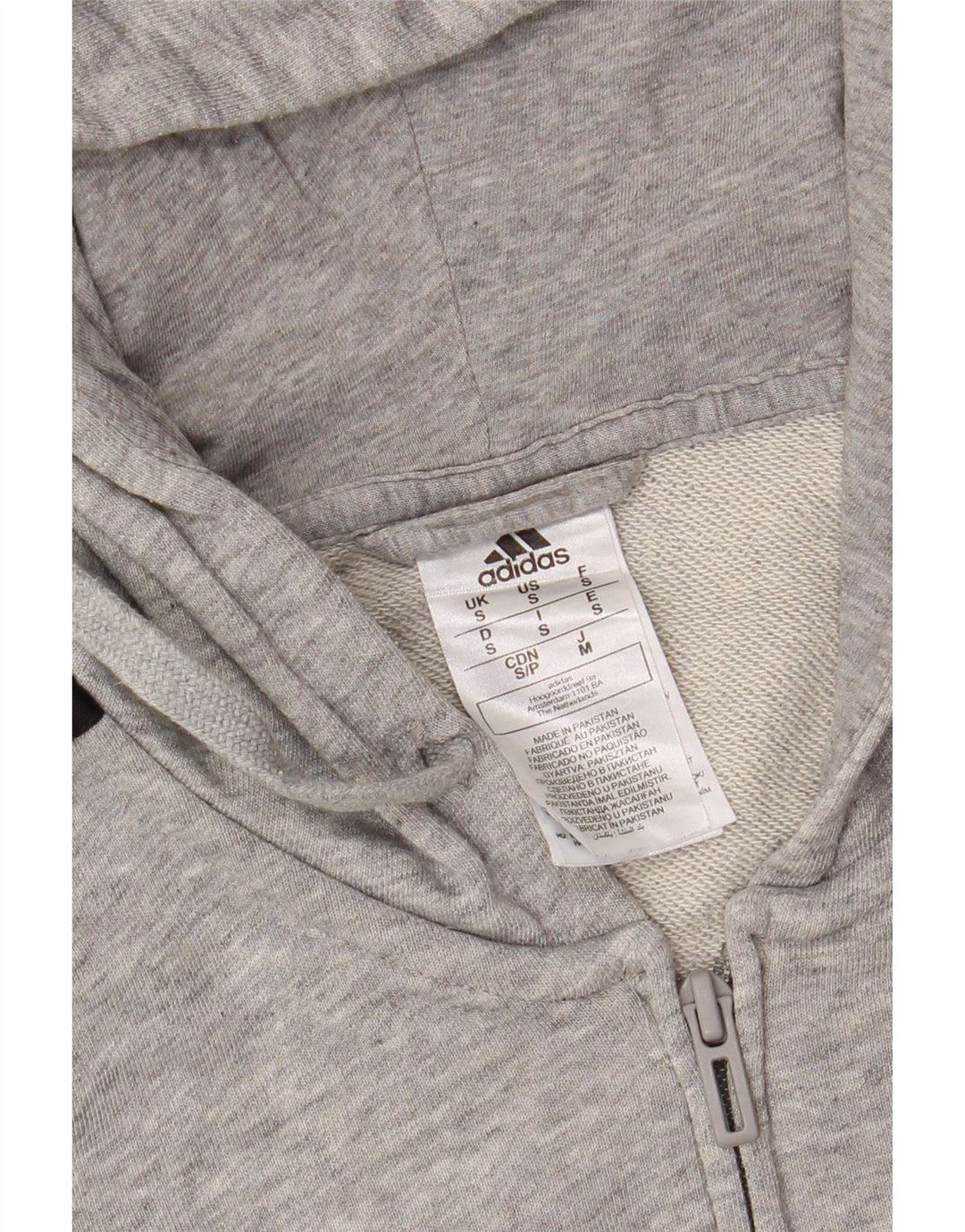 ADIDAS Mens Zip Hoodie Sweater Small Grey Cotton