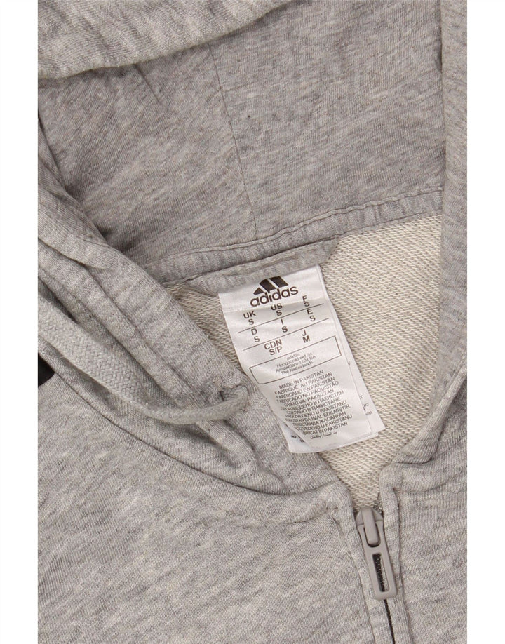 ADIDAS Mens Zip Hoodie Sweater Small Grey Cotton