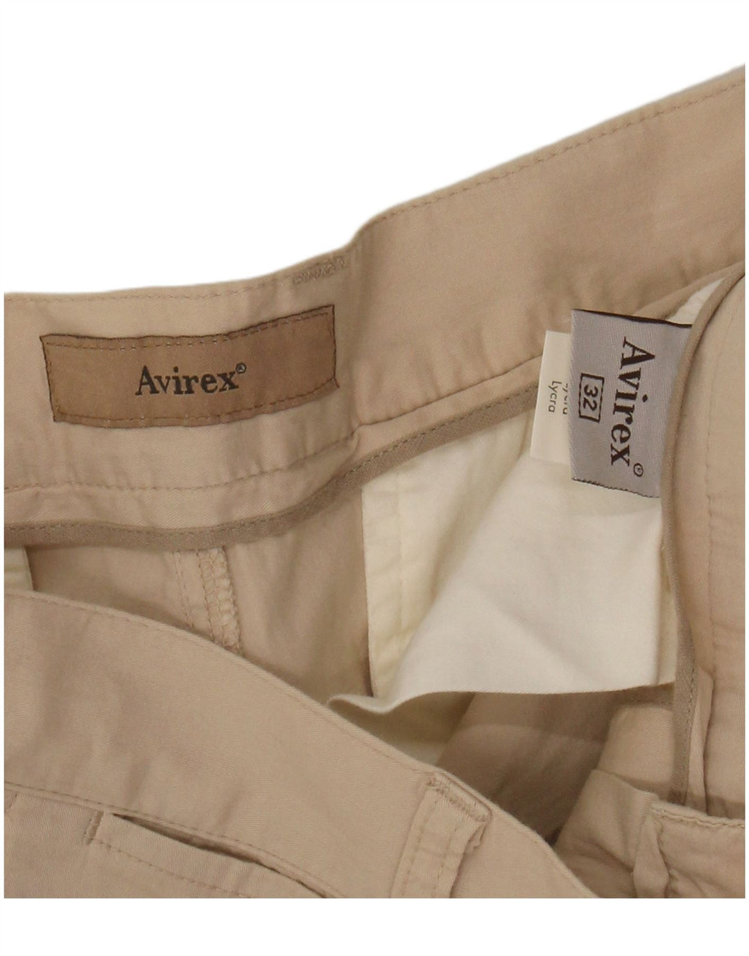 Pantaloni chino dritti da uomo AVIREX W32 L31 in cotone beige