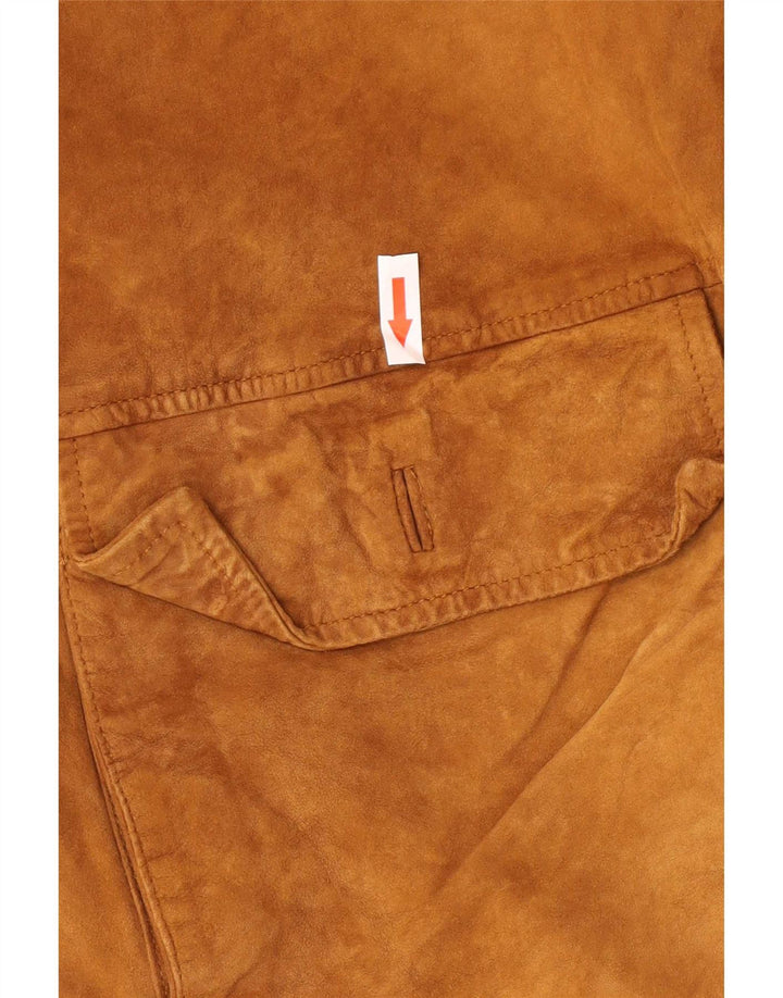 Giubbotto bomber vintage in pelle scamosciata da uomo IT 50 grande in pelle beige