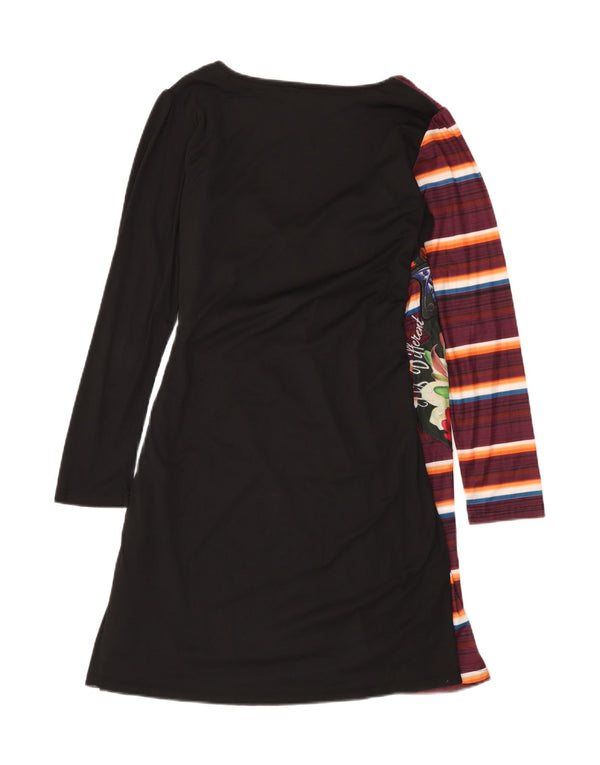 DESIGUAL Womens Long Sleeve A-Line Dress UK 18 XL Black Floral