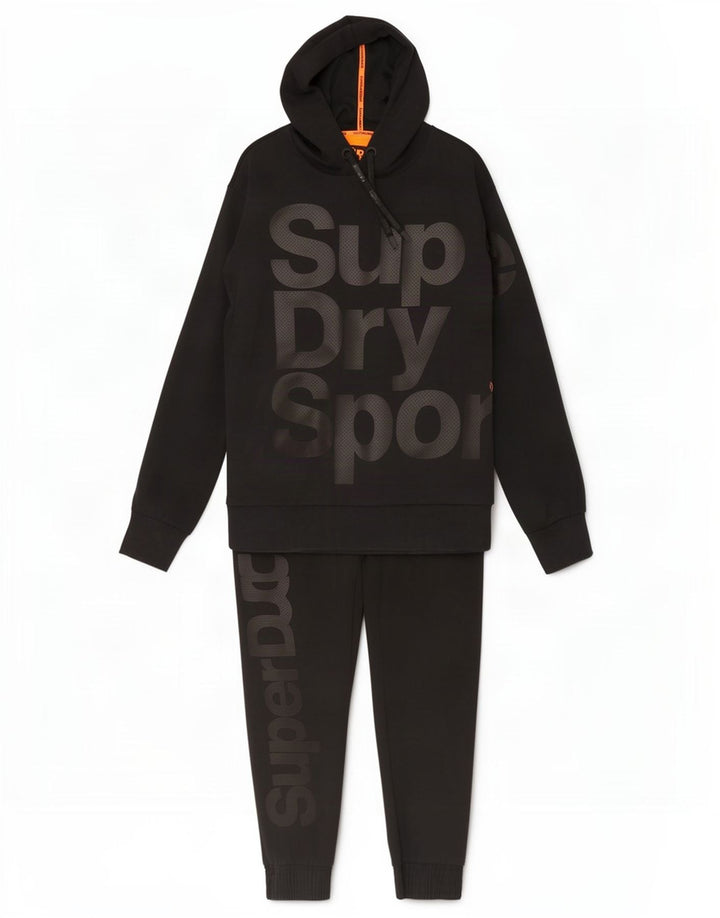 Tuta intera da uomo con grafica Superdry Large in cotone nero