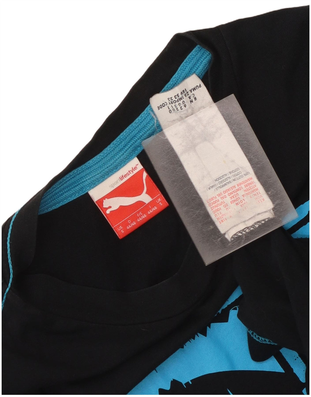 T-shirt grafica da uomo Puma Top Small in cotone nero