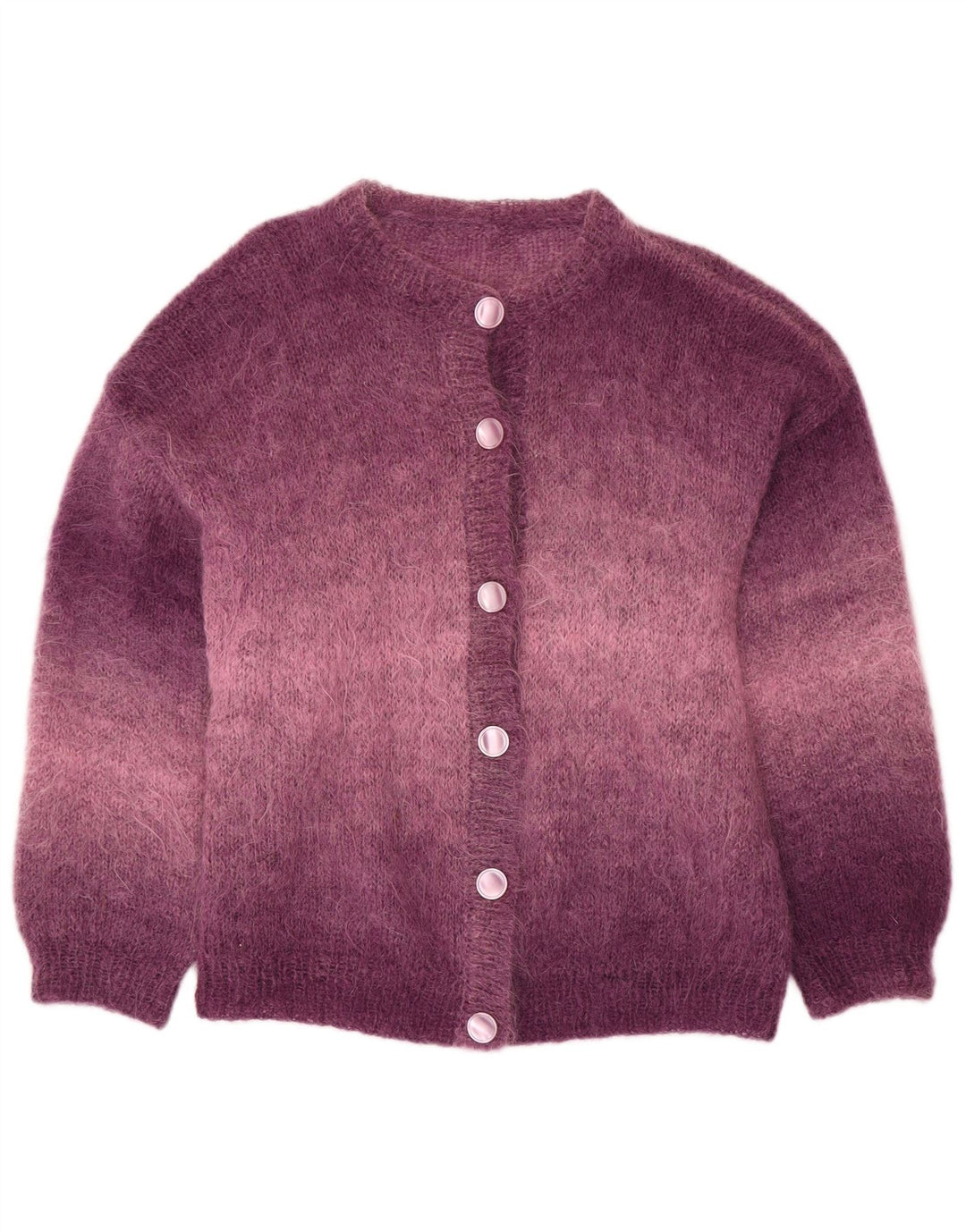 Maglione cardigan vestibilità ampia da donna VINTAGE UK 18 XL Purple Colourblock
