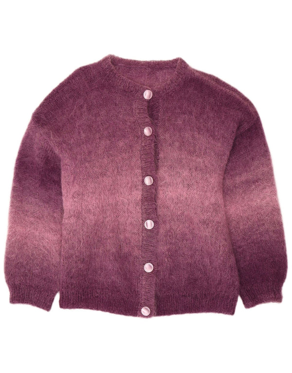 Maglione cardigan vestibilità ampia da donna VINTAGE UK 18 XL Purple Colourblock