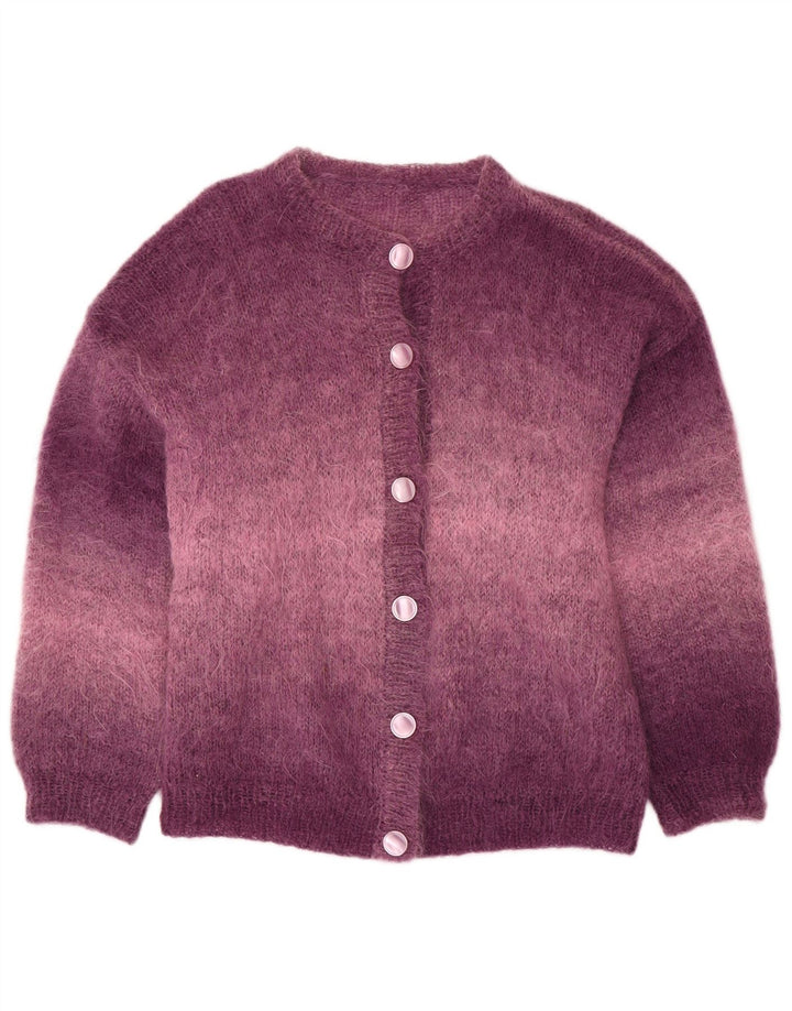 Maglione cardigan vestibilità ampia da donna VINTAGE UK 18 XL Purple Colourblock
