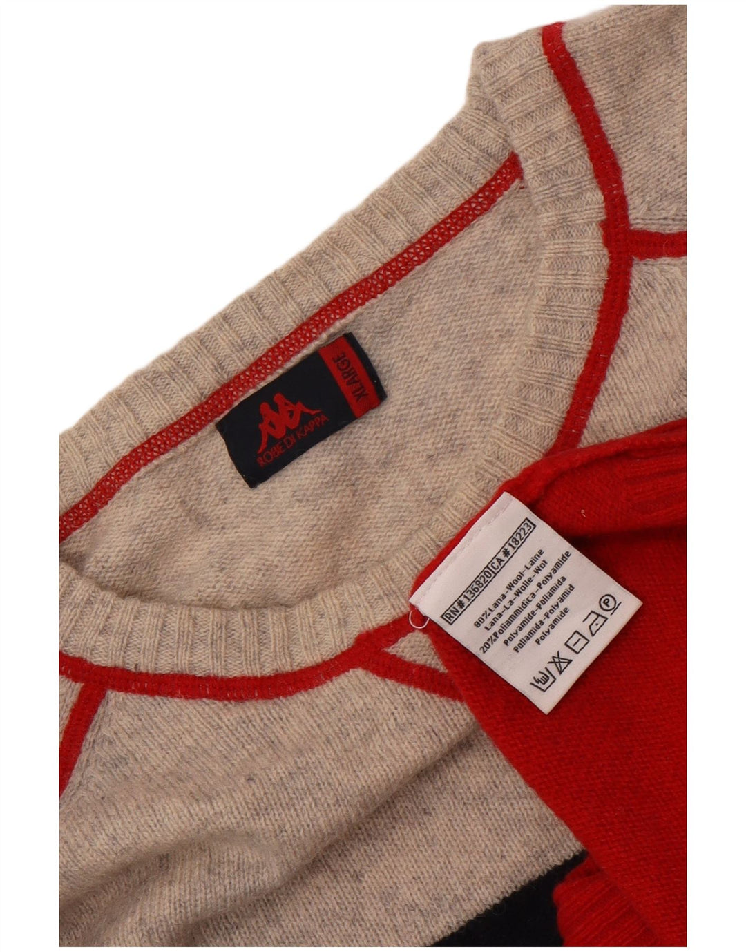 Maglione Kappa da uomo con scollo a barchetta XL in lana color block multicolore