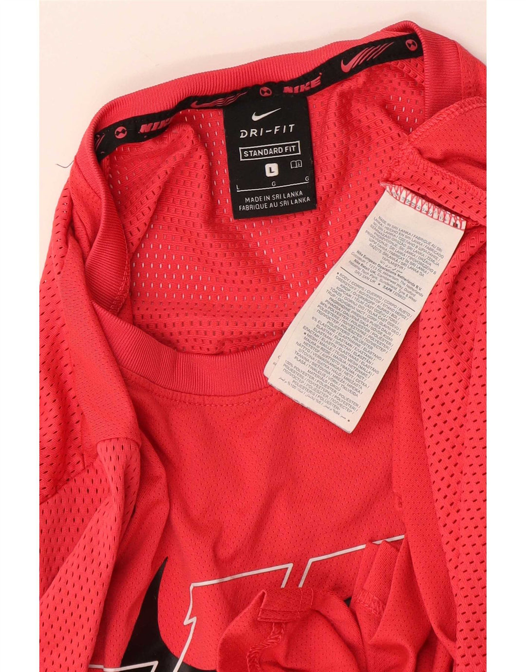 Nike Uomo Dri Fit Standard Graphic T-shirt Top Large Rosso Poliestere