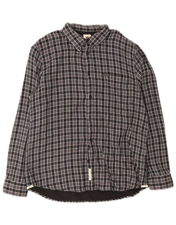 Camicia da uomo in flanella vestibilità regolare da boscaiolo Lee 2XL cotone a quadri grigio