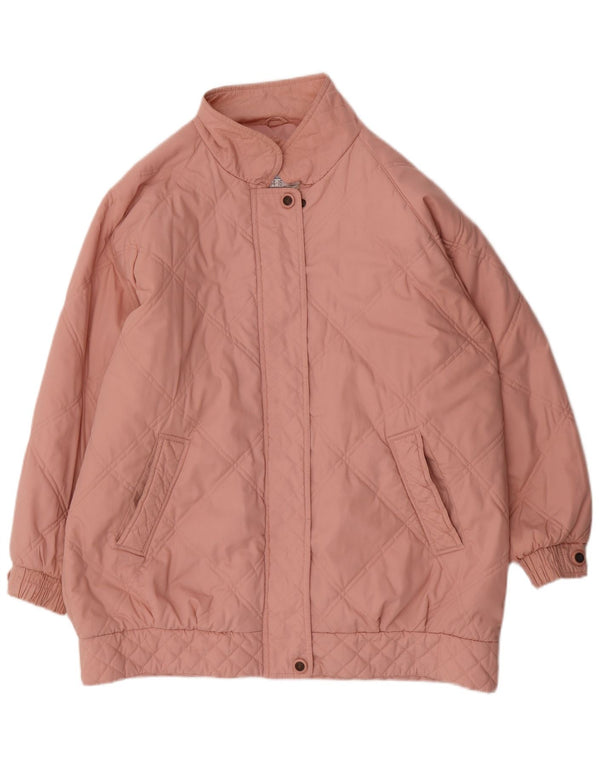 Cappotto imbottito ampio da donna vintage UK 14/16 grande poliestere rosa