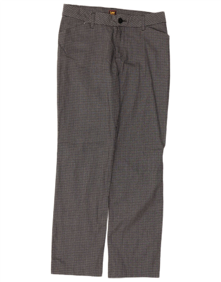 Pantaloni casual dritti da donna Lee US 8 medi W34 L31 a quadri grigi