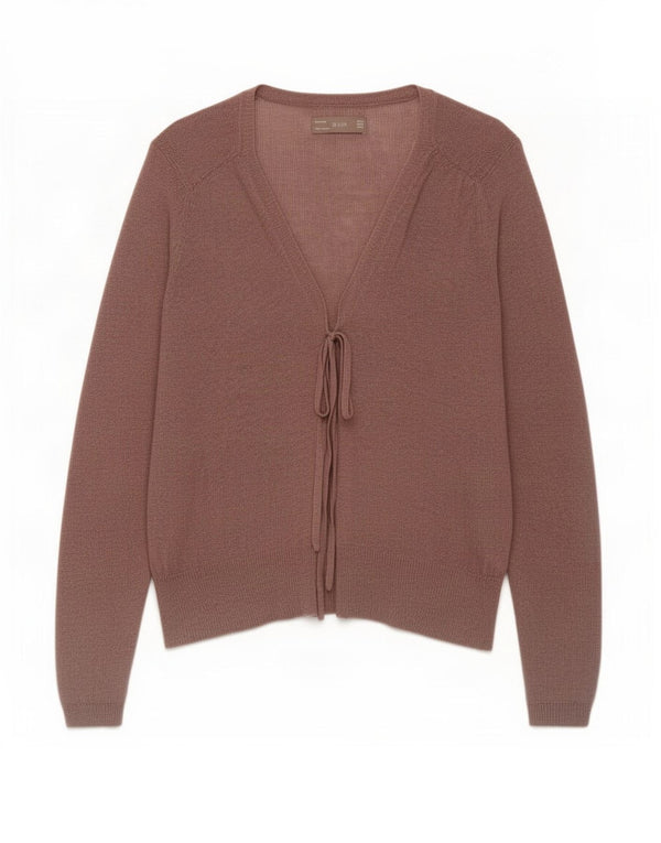 Maglione cardigan da donna Zara UK 12 Lino marrone medio