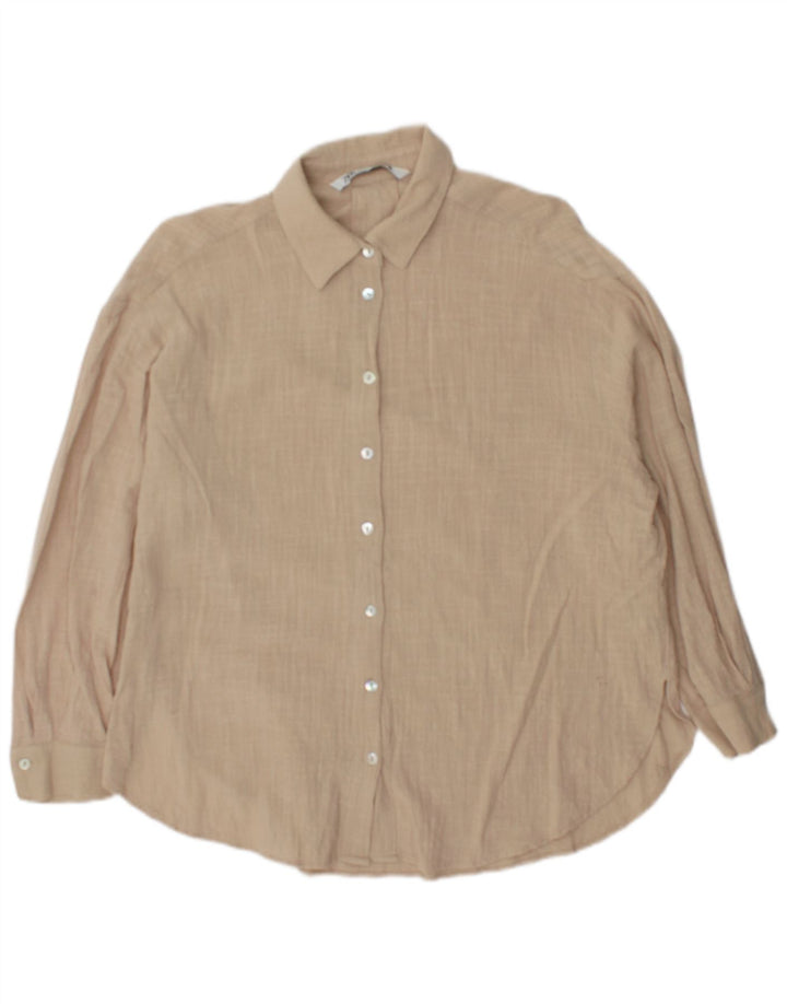Camicia oversize da donna Zara UK 6 XS in cotone beige