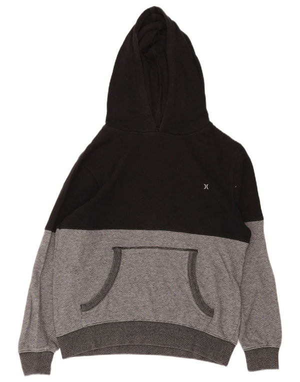 Felpa con cappuccio da bambino Hurley 13-14 anni in cotone color block nero