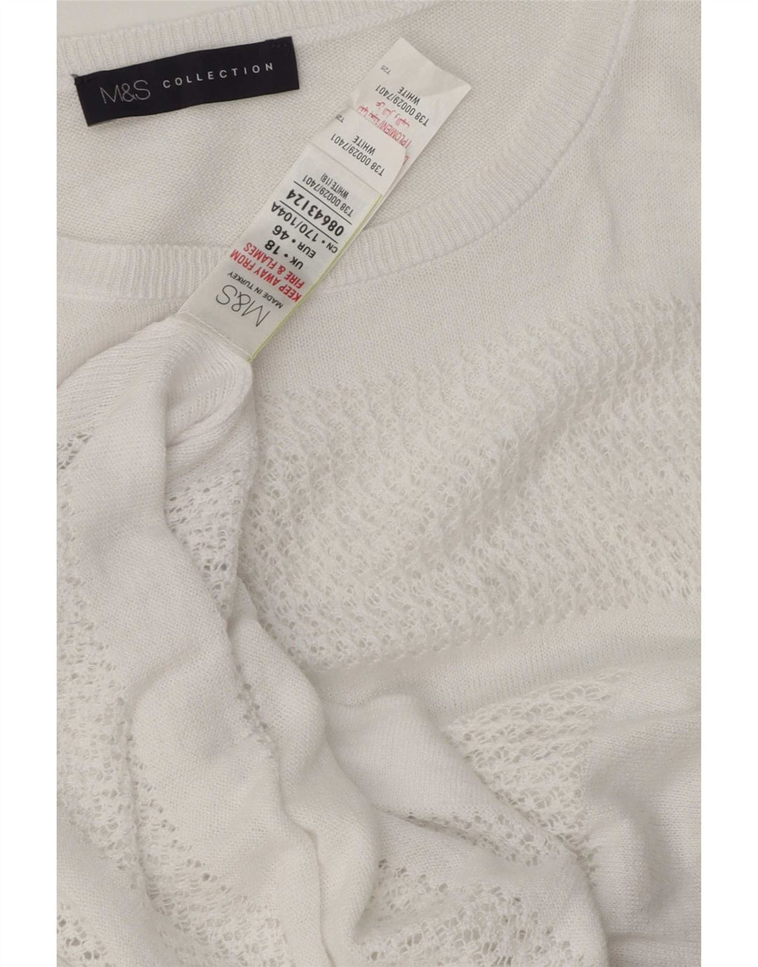 Maglione maglione oversize con scollo a barca da donna Marks & Spencer UK 18 XL Bianco