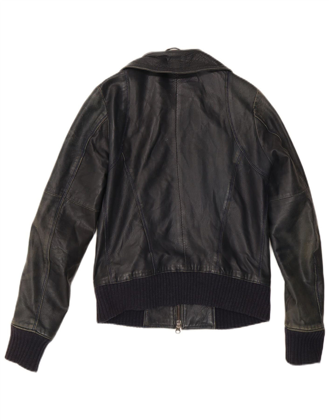 Giacca in pelle da donna vintage IT 42 media in pelle nera