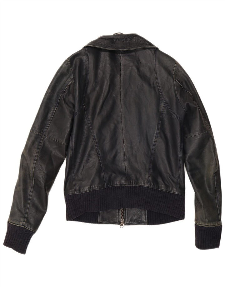Giacca in pelle da donna vintage IT 42 media in pelle nera