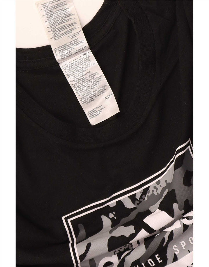 T-shirt grafica da uomo Adidas Top grande in cotone nero