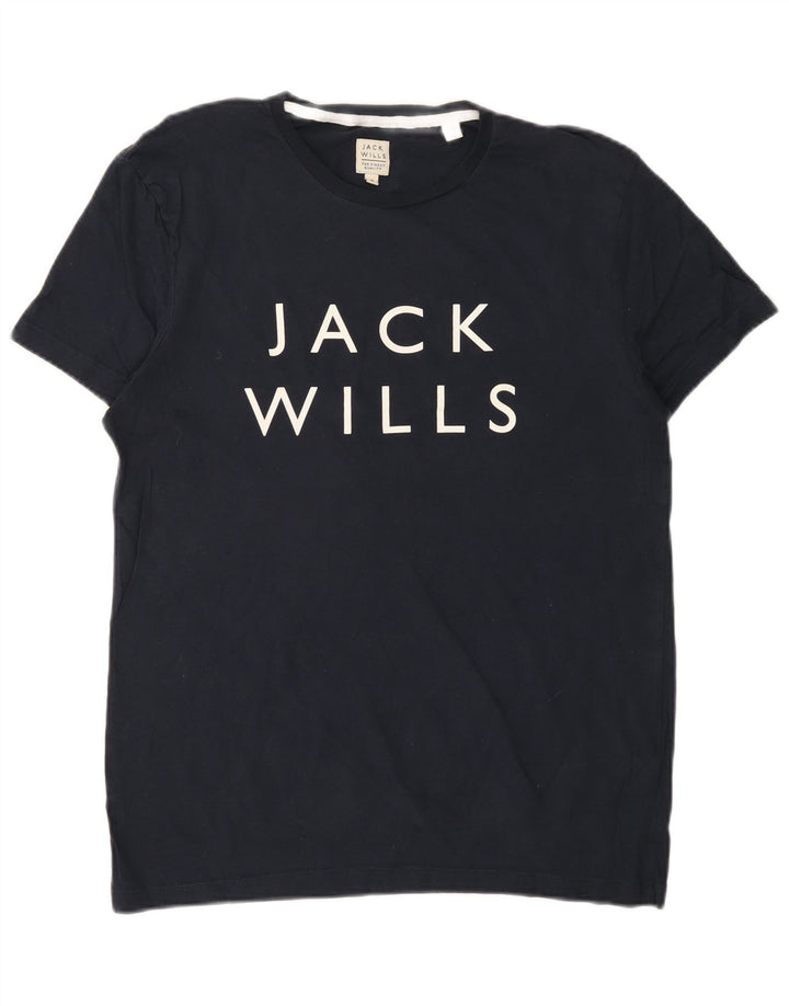 JACK WILLS T-shirt grafica da uomo Top in cotone blu navy medio