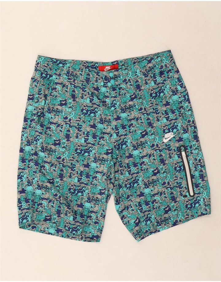 Pantaloncini cargo grafici da uomo Nike W34 Large turchese color block in poliestere