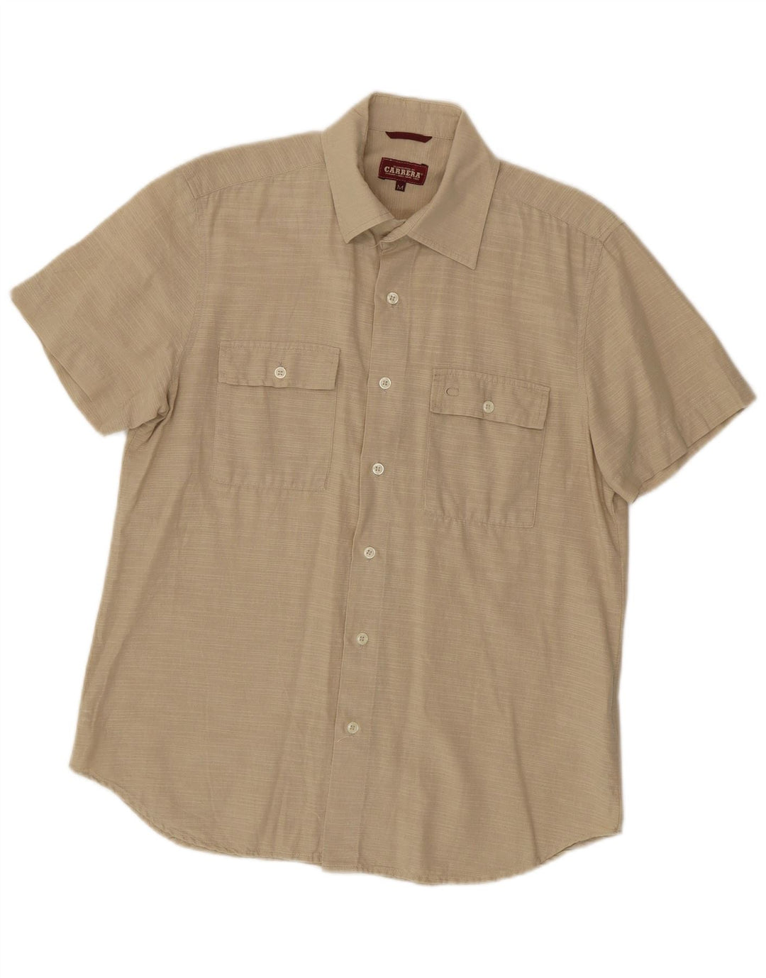 CARRERA Camicia Uomo Manica Corta Cotone Gessato Beige Medio