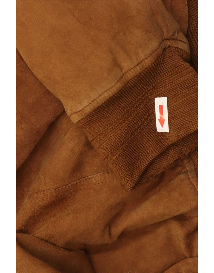 Giubbotto bomber vintage in pelle scamosciata da uomo UK 42 XL Beige
