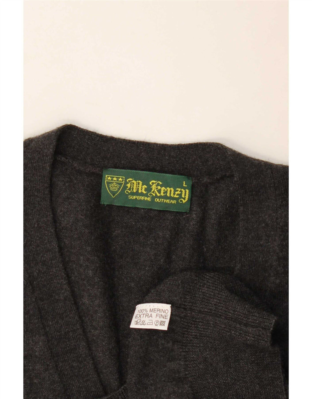MC Kenzy Maglione cardigan senza maniche da uomo grande lana merino grigia